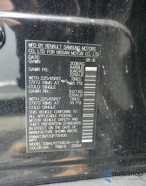 2016 Nissan Rogue S из США, поврежденный, VIN KNMAT2MT2GP731400